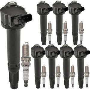 UF487 Ignition Coil Pack 90919A2002 and Iridium Spark Plugs Set of 8 Fit For Toyota Tundra 2010-2019,Sequoia 2008-2019,Land Cruiser 2008-2011 2013-2019&Lexus GX460,LS460,LX570 2007-2019 4.6L 5.7L V8