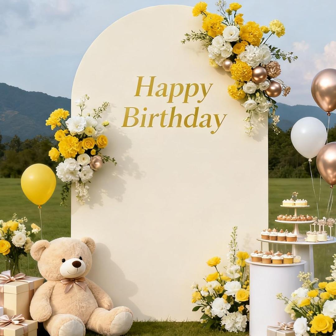 Socomi Beige Wedding Arch Backdrop Cover Spandex 6.6FT Fitted Stretchy Chiara Arches Stand Covers for Birthday Party Bridal Baby Shower Ceremony Banquet Decoration