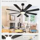 Fanbulous 62 Inch Ceiling Fans with Lights, Black Modern Ceiling Fan with Remote,Large Farmhouse Indoor & Outdoor Ceiling Fan with 8 Dual Finish Blades, Quiet DC Motor, Bright LED Light