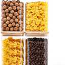 SHOWIN Glass Food Storage Jars Square 37oz, 4 Pack Glass Jars With Bamboo Lids, Kitchen Storage Containers For Spice, Candy, Cookie, Storage For Pantry Organizers