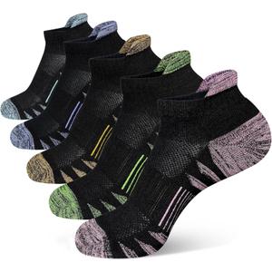 Womens Ankle Anti-blister Thick Cushioned Wicking Odor Resist Athletic Running Socks 5 Pairs (6-9)