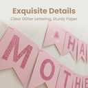 Happy Mother's Day Decorations Banner, Mothers Day Decor Sign Banner for Mom Party, Fireplace, Mantle, Wall Decor, Reusable Farmhouse Photo Prop Pink