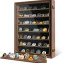 7 Rows Challenge Coin Display Case with HD Tempered Glass - Wall Mountable, Holds 100 Coins, Medal Display Cabinet Military Shadow Box with Removable 2-Groove Shelves, Poker Chips Holder, Rust Brown