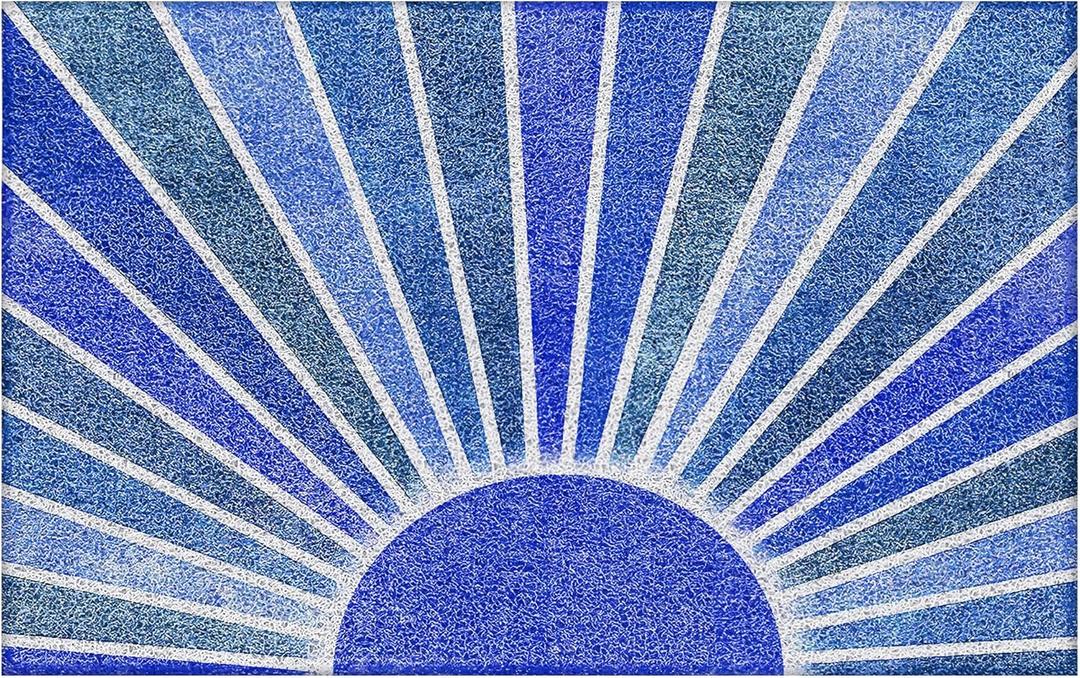 Navy Blue Boho Outdoor Door Mat Doormat, Navy Blue Boho Welcome Door Mats Doormat Outdoor Indoor Entrance, Indoor Door Mats for Entryway, 17x30