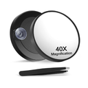 Macaki 40X Magnifying Mirror with Suction Cups and Tweezers Set, 3.5 inches Magnified Makeup Mirror, Black, 1PC
