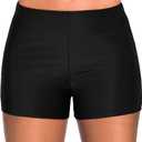 Yonique Womens Swim Shorts Solid Tankini Bottoms Swimsuit Bottoms (Large, 03 Black)