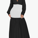 Ekaliy Women's Puff Long Sleeve Shirt Dress Elegant Button Down Loose Swing Party Maxi Dress, XXL