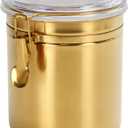 Kitchen Canister 52.5 oz,Stainless Steel Food Jar for Coffee Bean,Tea,Flour,Sugar,Cookie Storage,Coffee Container with Airtight Clear Lid and Locking Clamp.Large Size 5" x 6",Gold