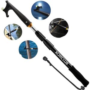 KOMCLUB Telescoping Boat Hooks for Docking 3 Stage Aluminum Push Poles Lightweight Floating Luminous Bead Design Non-Slip Rubber Handle Durable Boating Accessories Multi-Color Rust-Resistant Boat Gaff