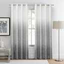Ombre Full Blackout Curtain Panels 84 Inch Long Noise Reducing Energy Efficient Window Treatment Drapes for Bedroom Linen Texture with Grommets Top Gradient Print Cream White to Gray, 50"x84"x2