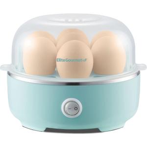 Elite Gourmet EGC115M Easy Egg Cooker Electric 7-Egg Capacity, Soft, Medium, Hard-Boiled Egg Cooker with Auto Shut-Off, Measuring Cup Included, BPA Free, Retro Mint