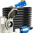 50 Amp Generator Cord and Power Inlet Box, 50FT Generator Cords 50 Amp,125V/250V Generator Power Cord NEMA14-50P/SS2-50R Twist Lock Connector