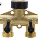 ATDAWN 4 Way Brass Hose Splitter, 3/4" Brass Hose Faucet Manifold, Garden Hose Adapter Connector