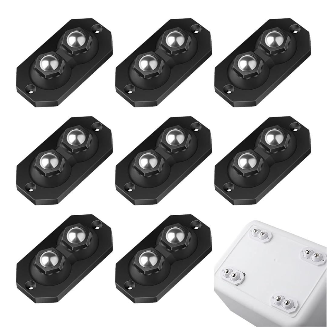 12 Pcs Self Adhesive Caster Wheels Stainless Steel 360 Swivel Low-Profile Rollers,Universal Sticky Pulley for Furniture Legs, Kitchen Appliances, Storage Bins, Trash Can & Mop Bucket