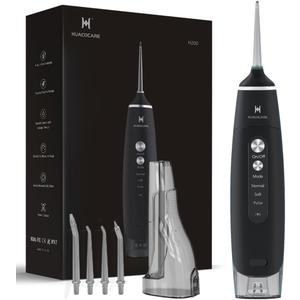 Water Flosser Equipped with Two Water Tanks for Home and Travel,3 Modes Dental Oral Irrigator,Portable,IPX7 Waterproof,Powerful Battery Life, Water Dental Flossers for Teeth (Black)