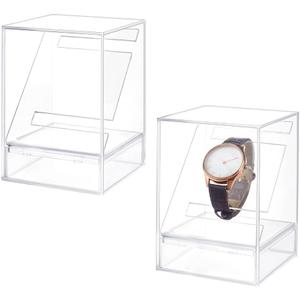 PH PandaHall 2pcs Watch Display Stand Boxes, 3x3x4.7 inch Clear Acrylic Single Watch Holder Case Bracelet Display Rack Jewelry Holder Stand Watches Organizer Storage Stands for Men Women Watch Display