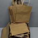 XPCARE 100Pack Brown Paper Bags 8x4.5x10 Inch, Plain Medium Paper Bags with Handles Bulk, Kraft Paper Gift Bag, Retail, Party, Shopping, Favor Bag