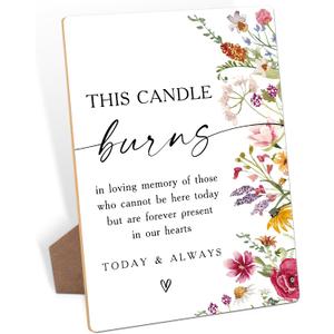 Memory Table Sign For Wedding, This Candle Burns, Floral Bridal Shower Decorations, Wooden Wedding Signage for Reception, Bridal Shower Decor, Supplies for Engagement and Anniversary Parties, 33