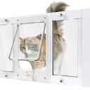 Aluminum Pet Door for Windows, Width Adjustable to Fit Window Width 24"-28", 10-Minute Cat Door Insert Window Installation, Cats Door for Window with Magnetic Suction Design and Weatherproof
