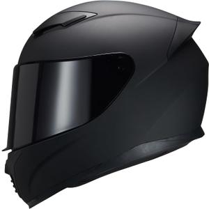 Full Face Helmet Black Motorcycle Motorbike Street Bike Racing Helmets for Adults WS-607 DOT Approved (with Black Visor, L)