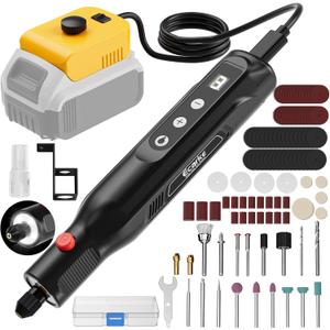 Ecarke Cordless Rotary Tool Kit Compatible with Dewalt 20V Battery, 25000RPM 5-Speed & 108 Accessories, Dog Nail Grinder with LED Light for DIY Crafts, Sanding, Engraving, Polishing, Tool Only