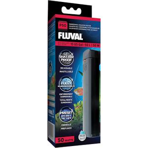 Fluval P50 Submersible Aquarium Heater 50W, Preset 76-78F for Freshwater & Saltwater Tanks up to 15 Gal, Shatterproof, Fully Submersible, LED Indicator, Durable & Safe Fish Tank Heater
