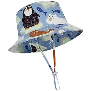 Baby Sun Hat Toddler Bucket Hats Summer Sun Protective Kids Beach Hats Wide Brim Outdoor Camping Hat for Boys Girls Sea Lion Blue 6-12Months