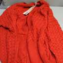 Dokotoo Women's 2026 Fashion Casual Open Front Long Sleeve Chunky Cable Knit Cardigans Sweaters Outerwear Coats with Pockets (Large, Red)