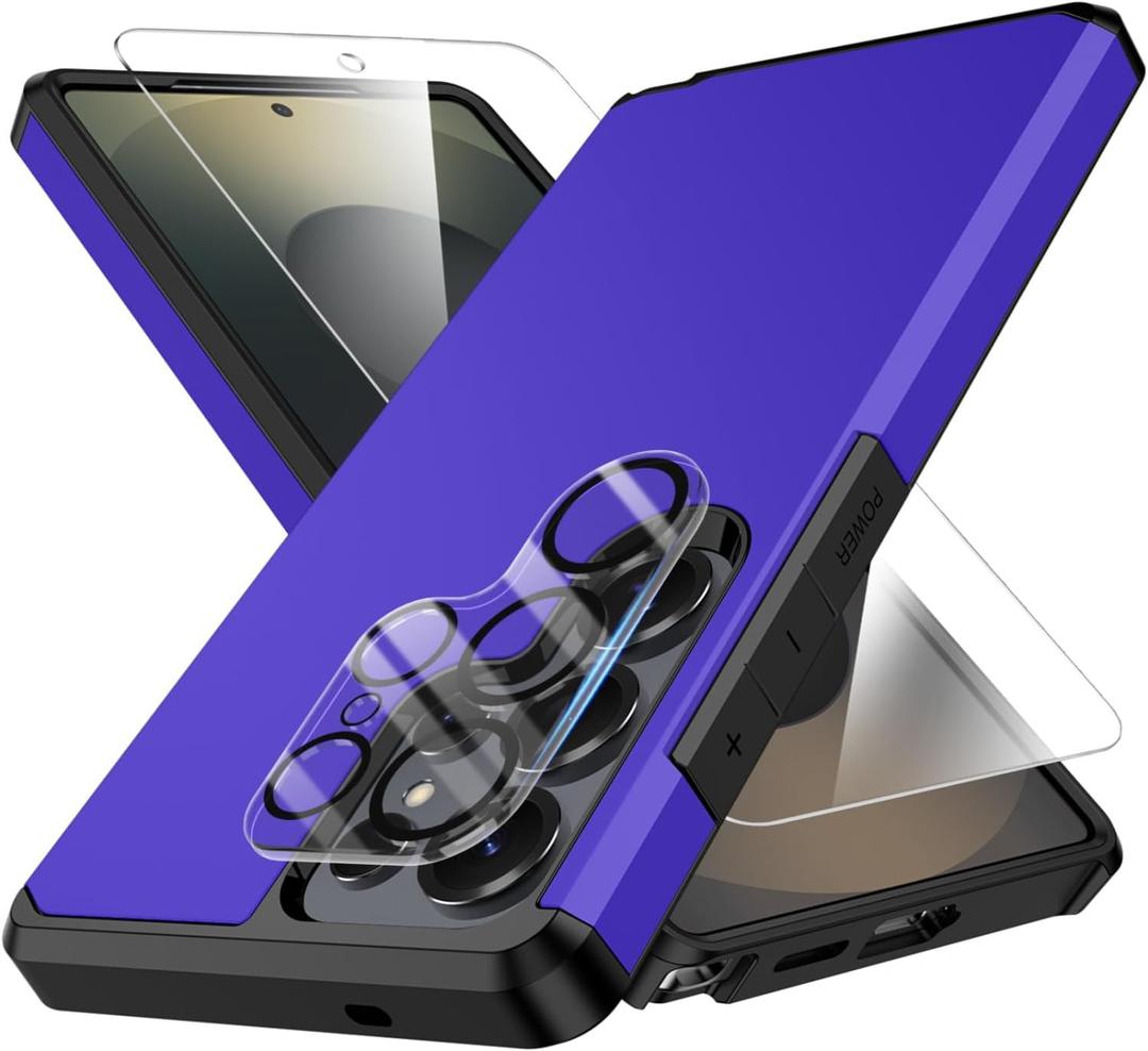 6 x for Samsung Galaxy S25 Ultra Phone case with Tempered Glass Screen Protector+Camera Lens Protector,for Samsungs S25 Ultra Phone case,Silicone Durable Armor for Samsung Galaxy S25 Ultra case (Metallic Blue)