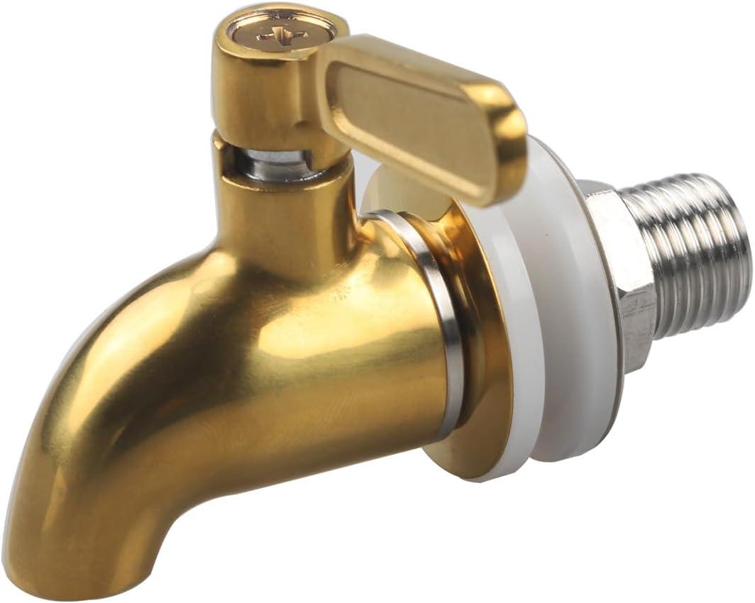 Beverage Dispenser Spigot Gold Stainless Steel Faucet for Water Dispenser Glass Jar Replacement Tap by MUGLIO