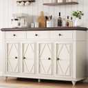Farmhouse Buffet Cabinet with Storage, Sideboard Cabinet, Buffet Cabinet, Sideboard Buffet Cabinet with Storage, Large Wood Accent Storage Cabinet with Doors and Shelves for Entryway Living Room