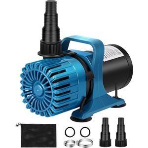 100W 1800GPH outdoor Pond Pump for Koi Pond, Water Garden, Waterfall & Patio, Large Fountain Pump with 20FT Power Cord, 180 Adjustable Outlet & Barrier Bag, Ultra-Quiet, UL Listed