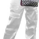 Satin Cargo Pants for Women High Waisted Wide Leg Silky Dressy Club Outfits with Pockets Casual Streetwear (Medium, White)