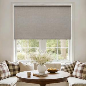 Burlywood Birch 100% Blackout Roller Shades for Window Room Darkening Thermal Insulated UV Protection Cordless Free-Stop Window Blinds for Bedroom Home Office Door Protect Privacy 45" W x 72" H