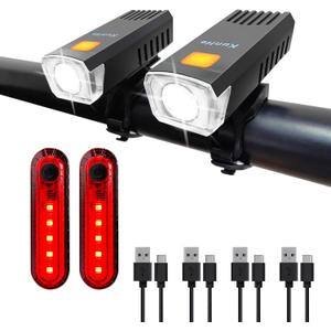 Kunhe USB-C Rechargeable Bike Lights Front and Rear(2or4or10or20 Packs) Night Riding for Kids &Adults 3 Lights Modes Used as a Safety Indicator Light for Skateboards Strollers and Wheelchairs