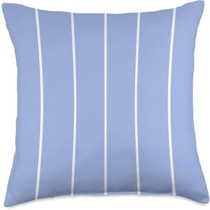 Aesthetic Light Blue and White Pinstripe Vertical Lines Throw Pillow (18x18)