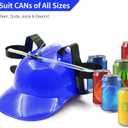 Novelty Place Drinking Helmet - Adjustable Can Holder Cap Drinker Favor Hat - Straw for Beer Soda - Party Fun Beverage Gadgets(Blue)