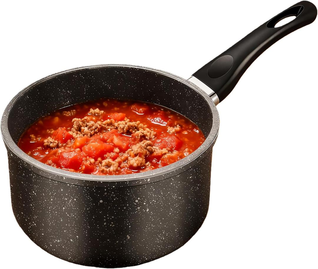 Nonstick Saucepan, 1.5 Quarts Sauce Pan with Swiss Granite Coating, Small Cooking Pot with Detachable Handle Multipurpose Induction Compatible, PFOA Free