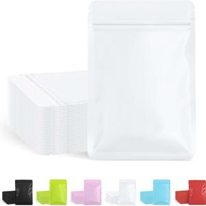 FireKylin 100 Pack Resealable Packaging Bags for Small Business Double-Sided Color Smell Proof Bags for Food Storage Flat Bags (White, 4.7" x 7.1")