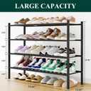 Smiry Bamboo Shoe Rack, 16 Vertical Slats, 4 Tier - 33.7" Wide, Black, 33.66" Wide - 4 Tier - Regular