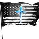 American Jesus Cross Flag 3x5 Ft Outdoor Indoor With Grommet Garden Yard Banner Decorative Sign (One Size)