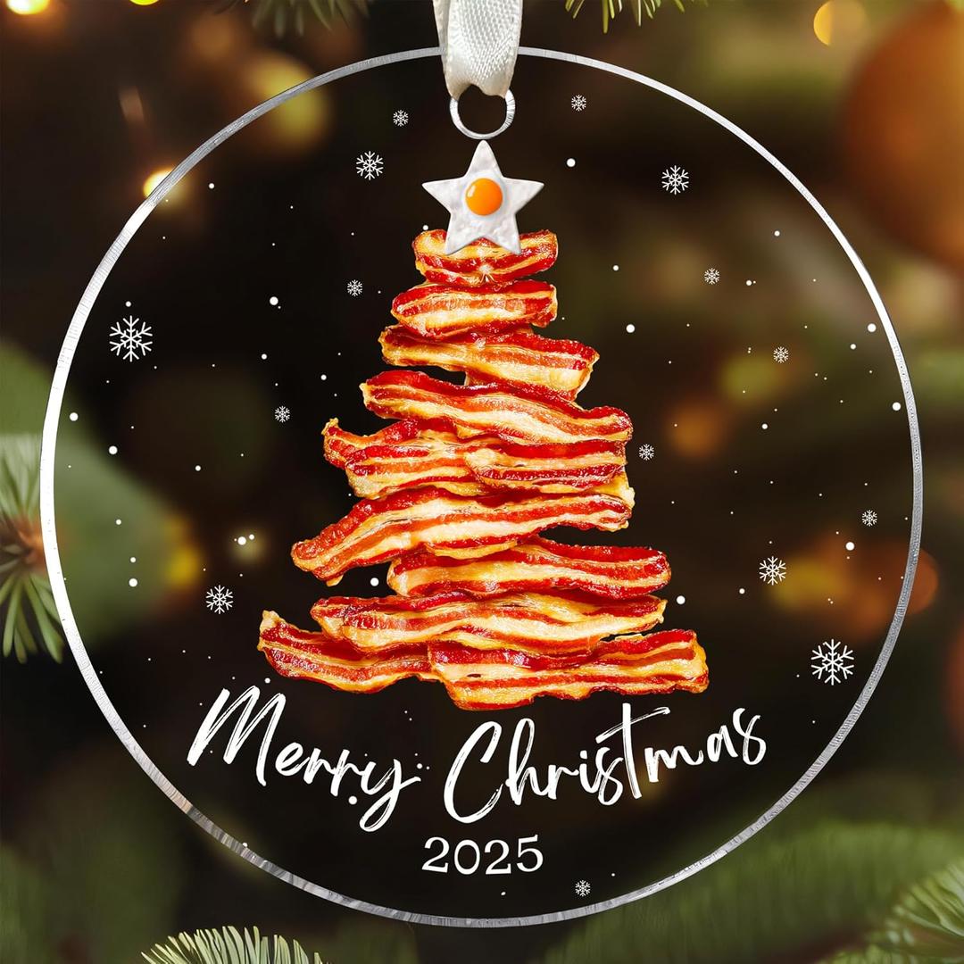 Bacon Christmas Ornament - Bacon Ornaments for Christmas Tree, Food Ornaments - Bacon Gifts for Food Lovers - Acrylic Ornament 2025