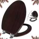 Elongated Toilet Seat Molded Wood Toilet Seat with Quietly Close and Quick Release Hinges, Easy to Install also Easy to Clean by Angol Shiold (Elongated, Dark Brown)