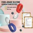 Toddler Utensils Baby Utensils Toddler Forks and Spoons Baby Forks and Spoons Set Kids Stainless Steel Silverware Set Children Safe Forks and Spoons self feedig-Dishwasher Safe(Red+Blue)