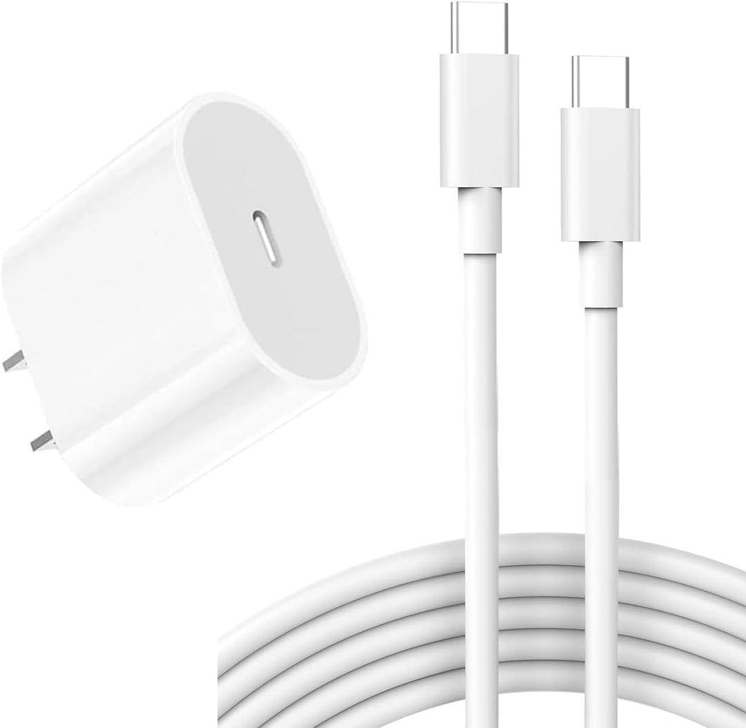 20W USB C Fast Charger for iPad Pro 13/12.9/11 inch 2024/22/21/18, iPad 10th Generation, 2025 iPad 11 inch, iPad Air 11/13 inch/5/4th, iPad mini 7/6th, PD Block with 10ft USB C to C Charging Cable