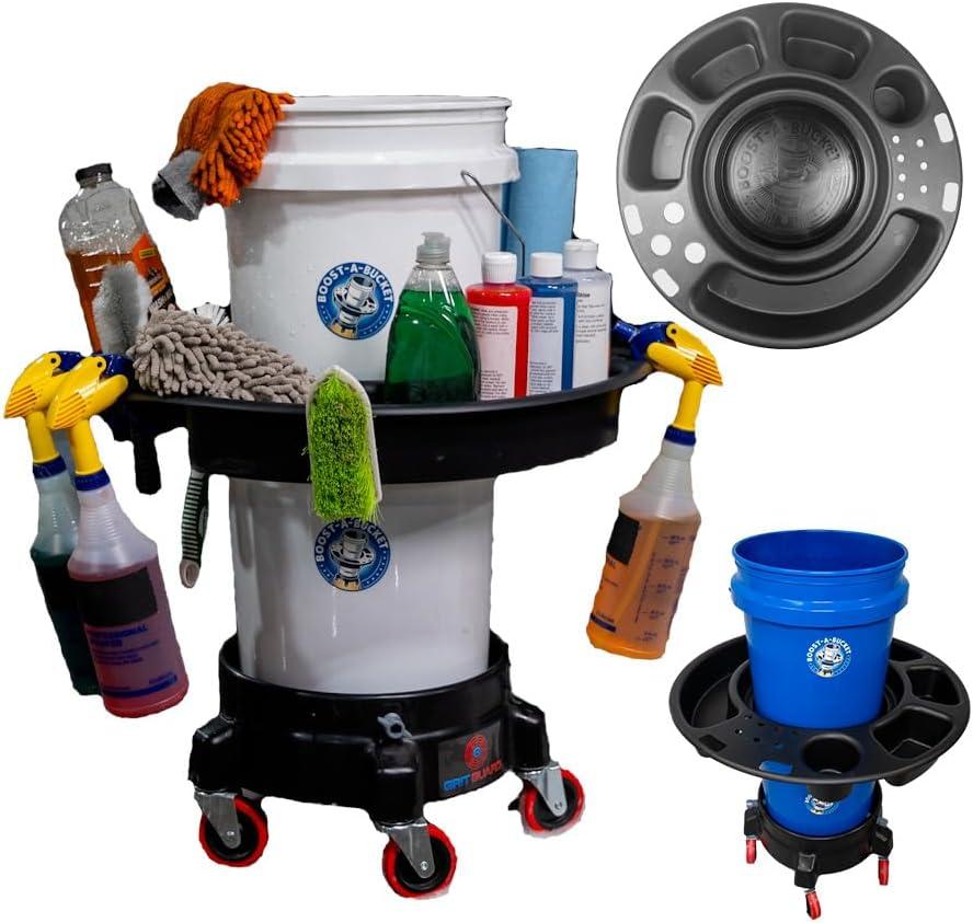 5 Gallon Car Wash Bucket Organizer Car Detailing Caddy - Cart Holds Spray Bottles, Auto Cleaning Supplies & Car Washing Tools and Accessories - Buckets & Dolly Sold Separately