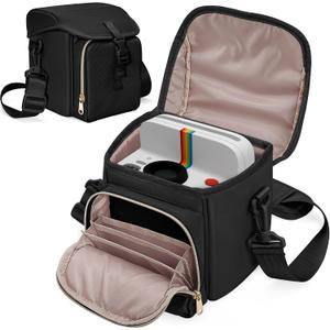 Camera Sling Bag Compatible with Polaroid Now 2nd/3rd Instant Camera, Crossbody Bag with Adjustable Strap, Black