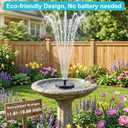 AMZtime Solar Fountain for Bird Bath, New Upgrade Mini Solar Fountain Pump, Free Standing Solar Powered Water Pump for Garden, Outdoor, Fish Tank, Pond and Pool