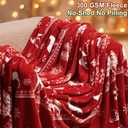 PHF Printed Fleece Throw Blanket, No Shed No Pilling Ultra Soft Plush Cozy Xmas Prints Theme Home Dcor Flannel Blanket for Bed, Sofa, Couch and Gift, 50" x 60", Reindeer and Trees, Red