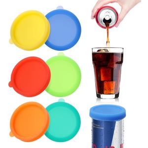 Aieve Silicone Soda Can Lids, Reusable Can Covers/Toppers for Soda, Can Saver for Soda, Pop, Coke, Beverage, Fits Slim Standard Mini Cans (6 Pack, Assorted, BPA-Free)